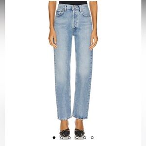 Agolde Women's 90's Pinch Waist High Rise Straight Leg Jeans Blue Size 24